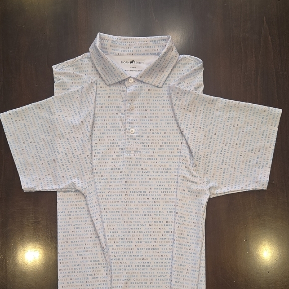 HTF! Horn Legend Bamboo Charcoal Luxury Golf Polo Blue/White Size Large SHOW OFF - Picture 6 of 13